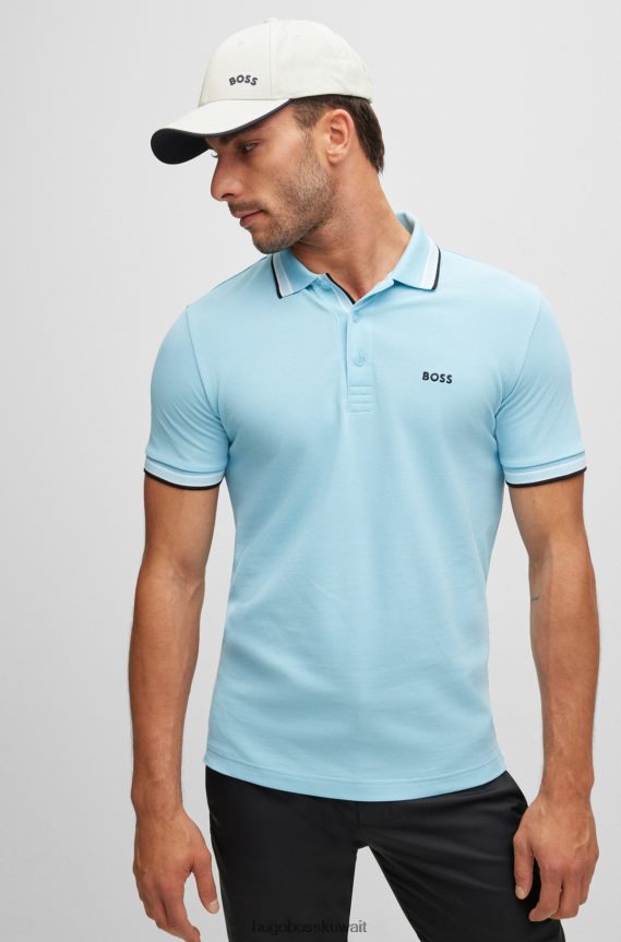 4TFNJN5189 أبيض Hugo Boss قبعة من نسيج قطني طويل مع شعار متباين ولون أبيض هوغو