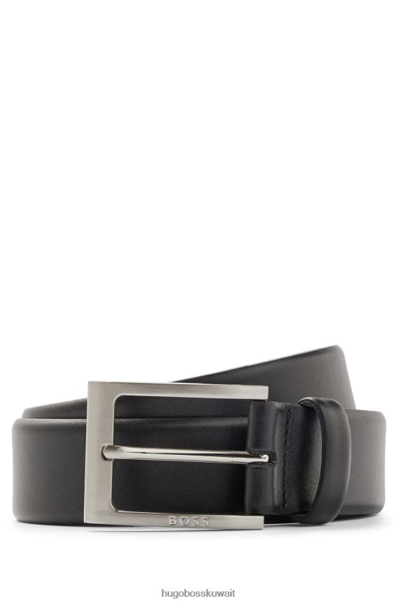 4TFNJN5194 أسود Hugo Boss حزام من جلد نابا باللون الأسود مع مشبك هوغو بدبوس