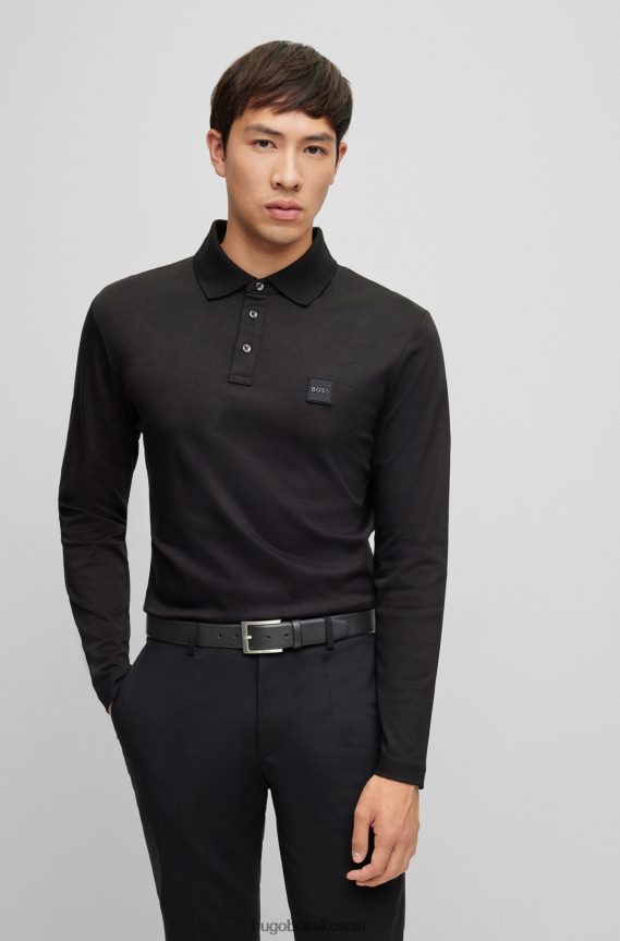 4TFNJN5194 أسود Hugo Boss حزام من جلد نابا باللون الأسود مع مشبك هوغو بدبوس