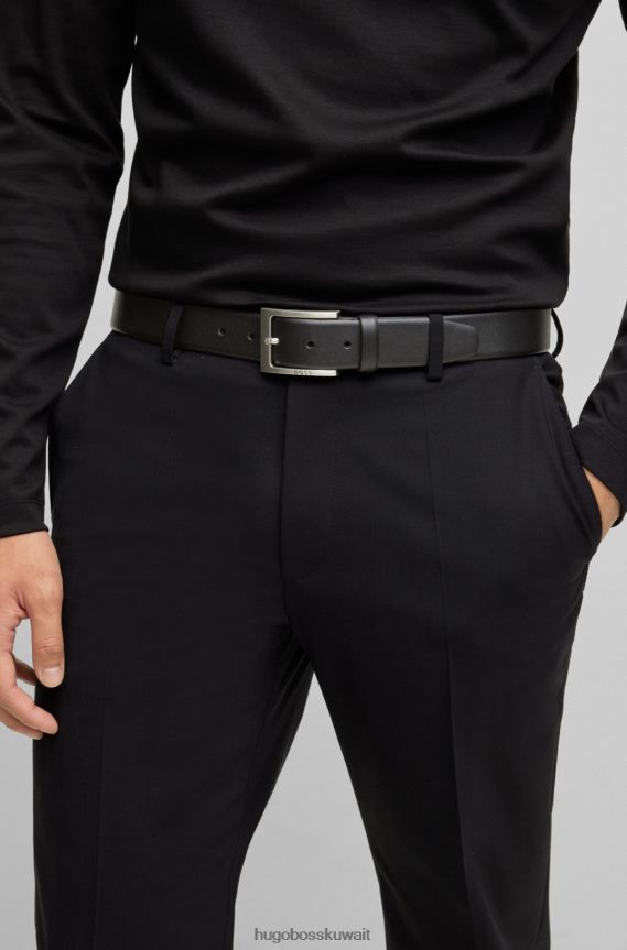 4TFNJN5194 أسود Hugo Boss حزام من جلد نابا باللون الأسود مع مشبك هوغو بدبوس