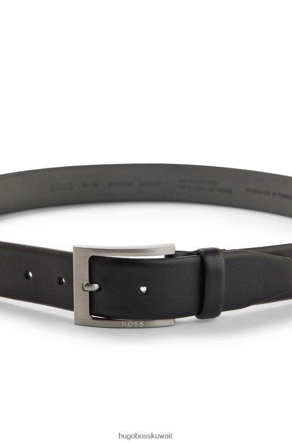4TFNJN5194 أسود Hugo Boss حزام من جلد نابا باللون الأسود مع مشبك هوغو بدبوس