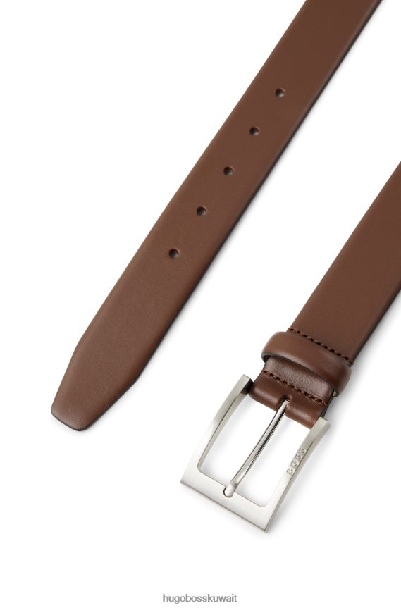 4TFNJN5195 بني Hugo Boss حزام من جلد نابا بإبزيم دبوسي هوغو بني