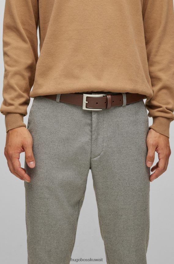4TFNJN5195 بني Hugo Boss حزام من جلد نابا بإبزيم دبوسي هوغو بني