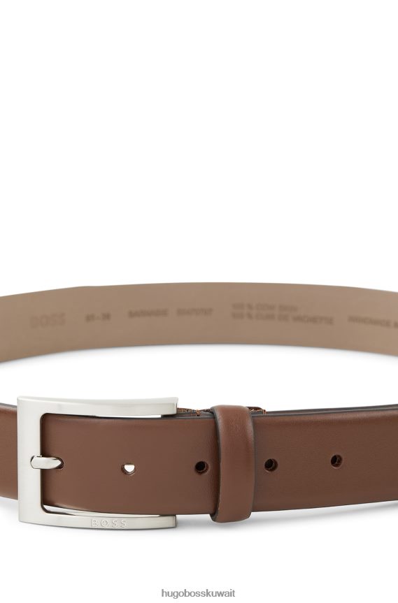 4TFNJN5195 بني Hugo Boss حزام من جلد نابا بإبزيم دبوسي هوغو بني