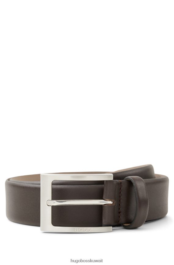 4TFNJN5196 بني غامق Hugo Boss حزام هوغو من جلد نابا باللون البني الداكن مع مشبك دبوس