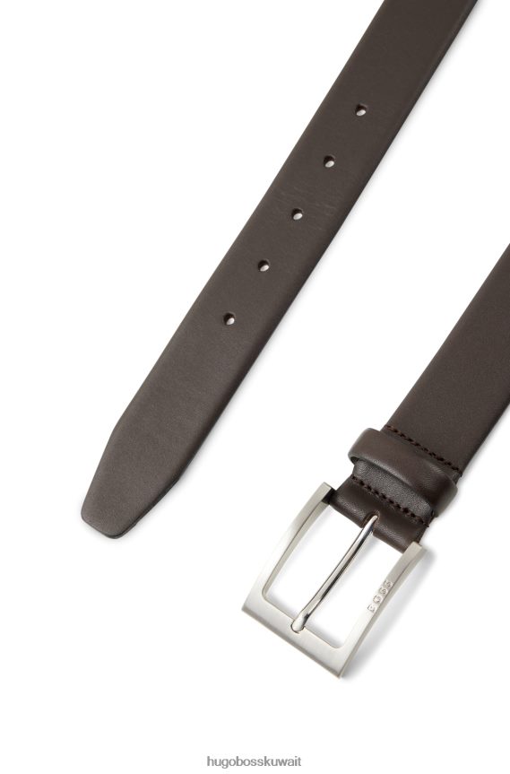 4TFNJN5196 بني غامق Hugo Boss حزام هوغو من جلد نابا باللون البني الداكن مع مشبك دبوس
