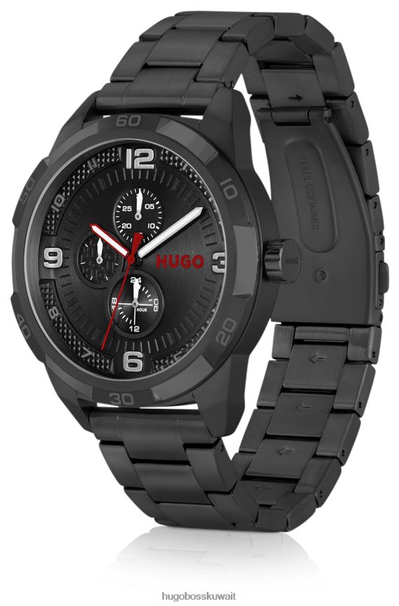 4TFNJN5202 حزمة مسبقة متنوعة Hugo Boss مجموعة متنوعة من ساعات هوغو المطلية باللون الأسود مع سوار متصل