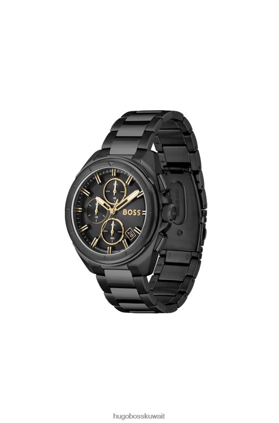 4TFNJN5203 حزمة مسبقة متنوعة Hugo Boss ساعة هوغو متنوعة مسبقة الصنع مطلية باللون الأسود مع لمسات ذهبية اللون