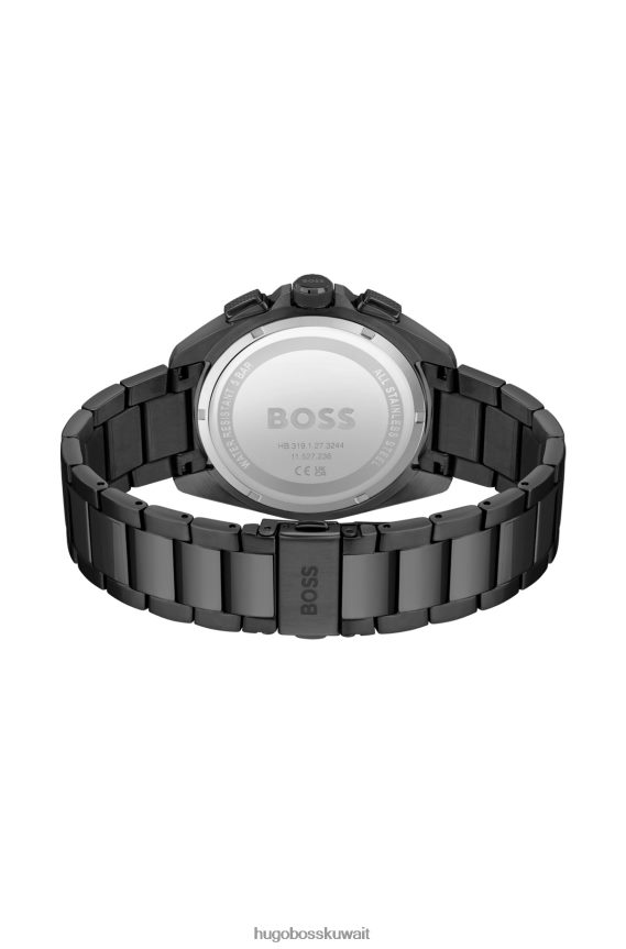 4TFNJN5203 حزمة مسبقة متنوعة Hugo Boss ساعة هوغو متنوعة مسبقة الصنع مطلية باللون الأسود مع لمسات ذهبية اللون