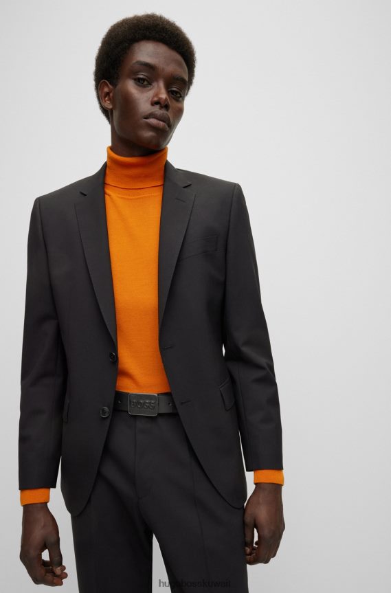 4TFNJN5209 أسود Hugo Boss حزام هوغو من الجلد الإيطالي باللون الأسود مع إبزيم من الجلد يحمل شعار الشعار