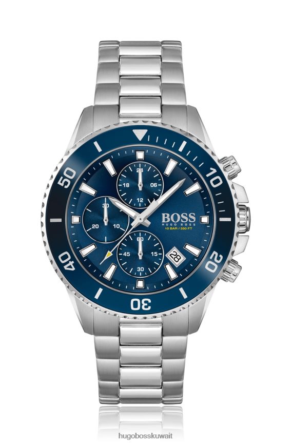 4TFNJN5210 حزمة مسبقة متنوعة Hugo Boss ساعة هوغو كرونوغراف بقرص أزرق مع إطار دوار، حزمة مسبقة متنوعة