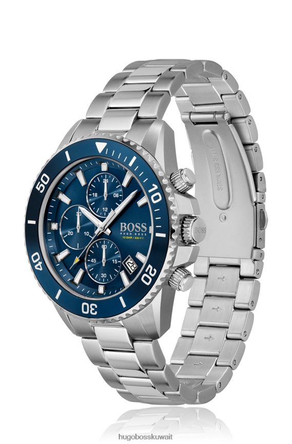 4TFNJN5210 حزمة مسبقة متنوعة Hugo Boss ساعة هوغو كرونوغراف بقرص أزرق مع إطار دوار، حزمة مسبقة متنوعة
