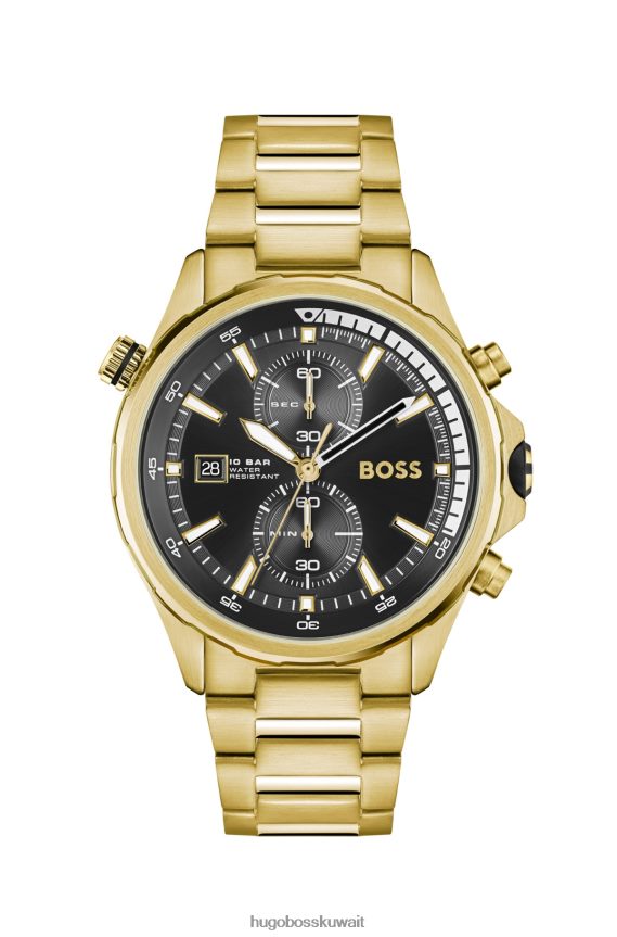 4TFNJN5211 حزمة مسبقة متنوعة Hugo Boss ساعة كرونوغراف ذهبية اللون مع قرص أسود متنوع مسبقًا