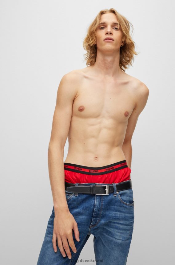 4TFNJN5217 أسود Hugo Boss حزام هوغو من جلد العجل باللون الأسود مع إبزيم فضي مصقول