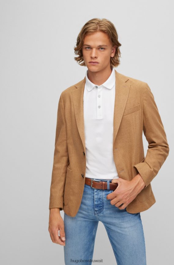 4TFNJN5219 بني Hugo Boss حزام من الجلد الإيطالي بإبزيم بني اللون من هوغو