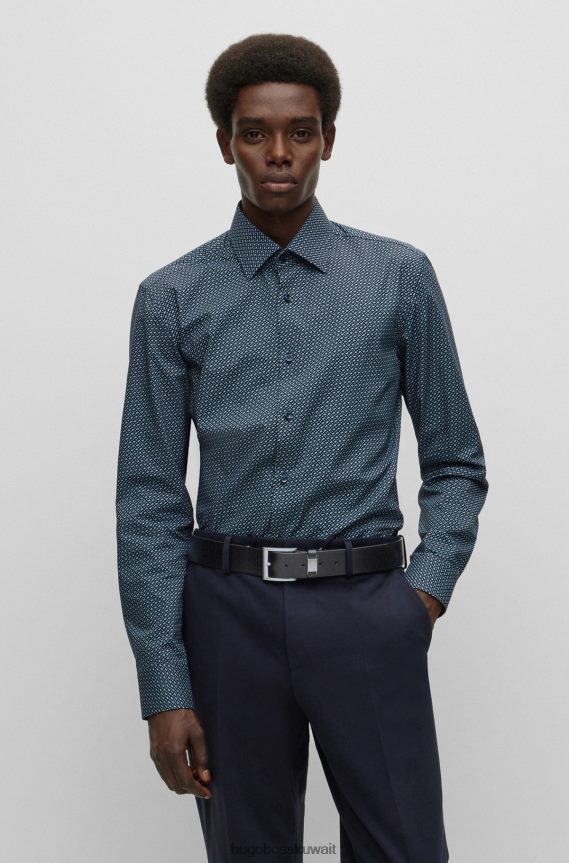 4TFNJN5226 أسود Hugo Boss حزام من الجلد الإيطالي مع هوغو معدني ذو علامة تجارية سوداء