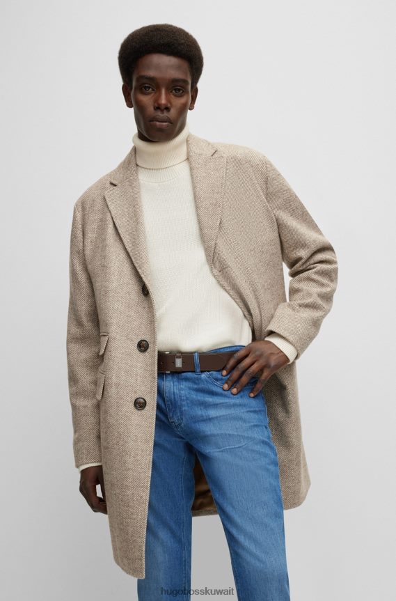 4TFNJN5229 بني غامق Hugo Boss حزام هوغو من الجلد الإيطالي باللون البني الداكن مع زخرفة معدنية تحمل العلامة التجارية