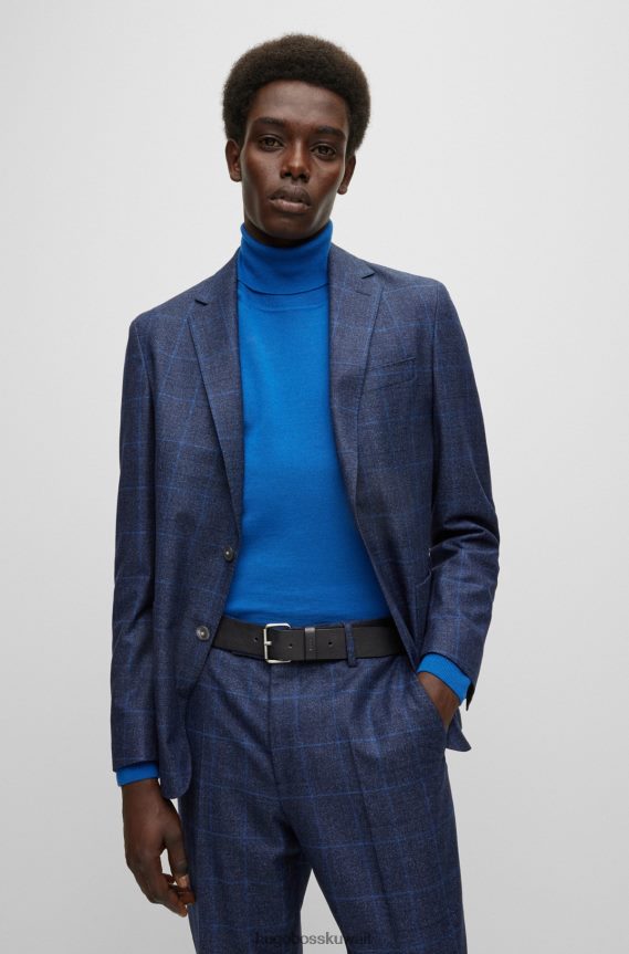 4TFNJN5234 أسود Hugo Boss حزام من الجلد الإيطالي مع أجزاء معدنية بتأثير معدني هوغو باللون الأسود