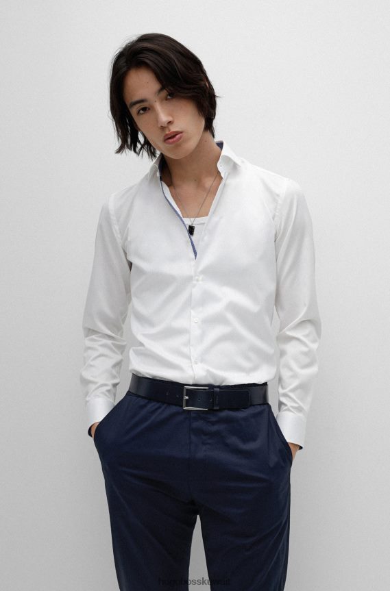 4TFNJN5235 أزرق غامق Hugo Boss حزام من الجلد مع حافظة الشعار