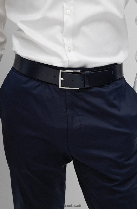 4TFNJN5235 أزرق غامق Hugo Boss حزام من الجلد مع حافظة الشعار
