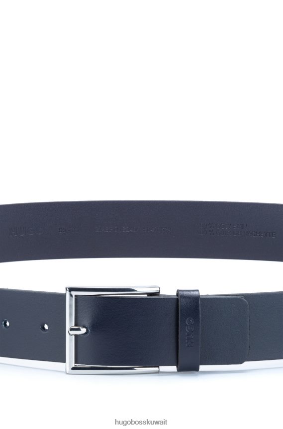 4TFNJN5235 أزرق غامق Hugo Boss حزام من الجلد مع حافظة الشعار