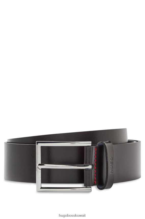 4TFNJN5236 بني غامق Hugo Boss حزام من الجلد مع حافظة الشعار