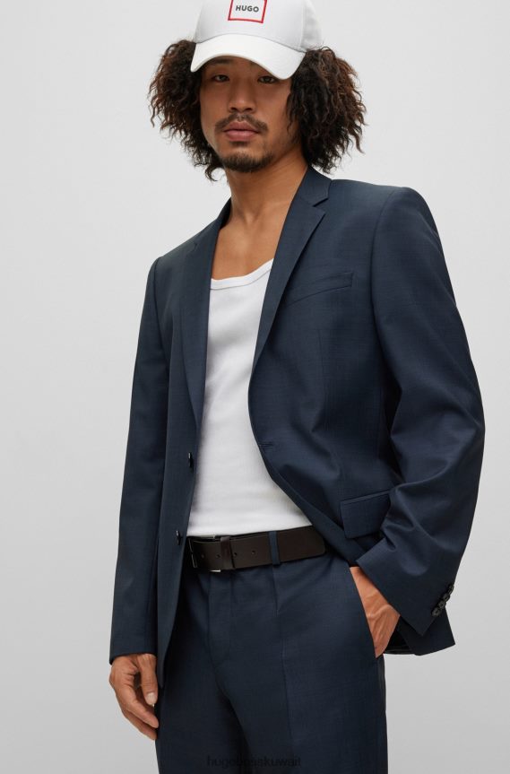 4TFNJN5236 بني غامق Hugo Boss حزام من الجلد مع حافظة الشعار