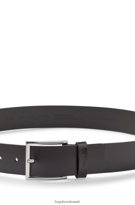 4TFNJN5236 بني غامق Hugo Boss حزام من الجلد مع حافظة الشعار