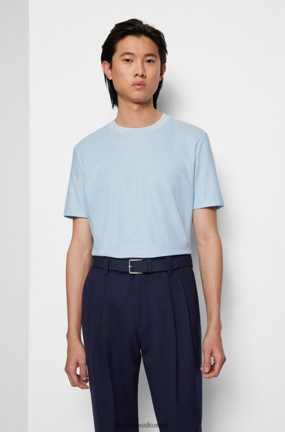 4TFNJN5240 أزرق غامق Hugo Boss حزام هوغو من الجلد المطاطي مع طباعة حرف واحد فقط وإبزيم بلون أزرق داكن