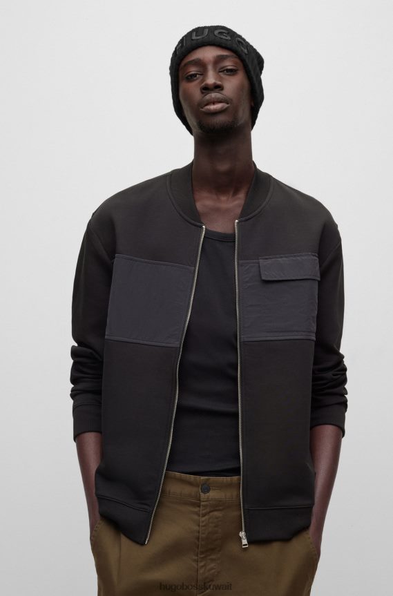 4TFNJN5245 أسود Hugo Boss قبعة صغيرة سوداء للجنسين من هوغو من الصوف البكر مع شعار مطرز