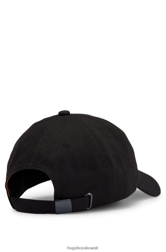 4TFNJN5253 أسود Hugo Boss قبعة من نسيج قطني طويل مع شعار هوغو باللون الأسود