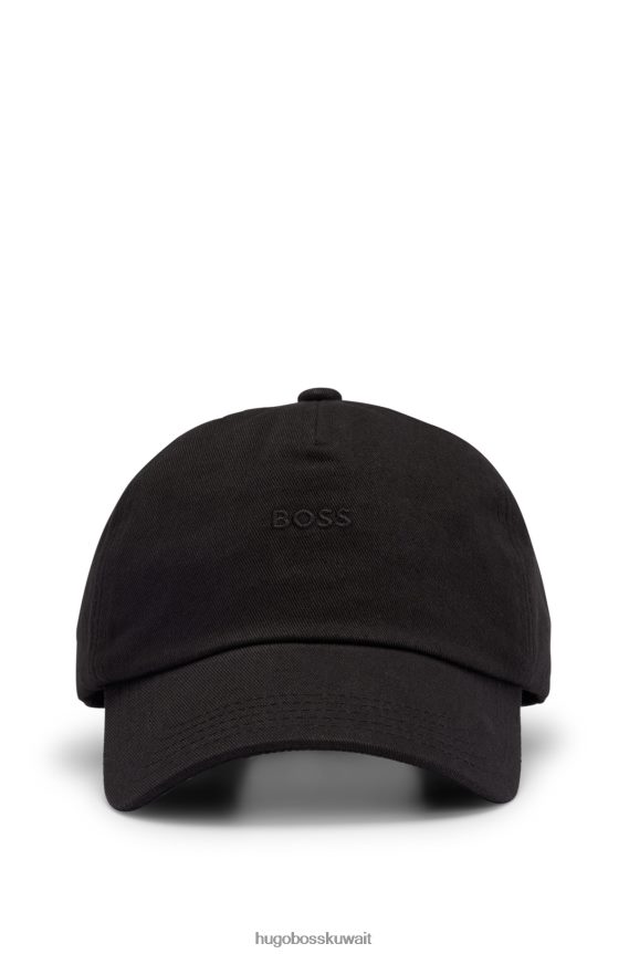 4TFNJN5253 أسود Hugo Boss قبعة من نسيج قطني طويل مع شعار هوغو باللون الأسود