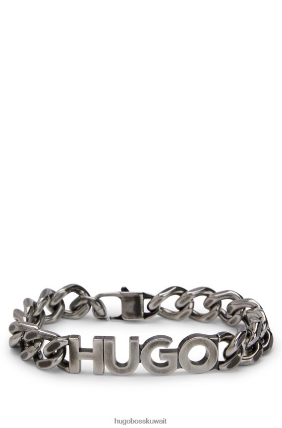 4TFNJN5266 فضة Hugo Boss سوار بسلسلة فضية مع لوحة شعار هوغو