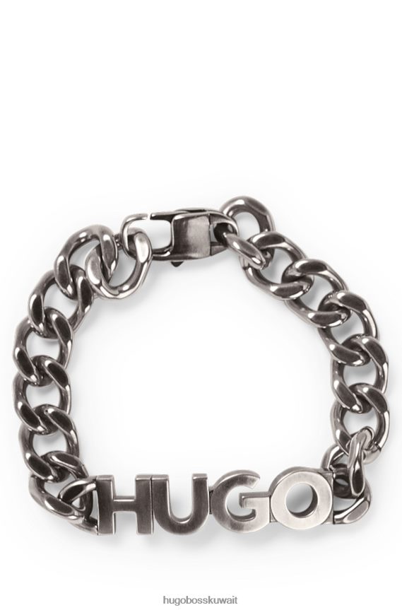 4TFNJN5266 فضة Hugo Boss سوار بسلسلة فضية مع لوحة شعار هوغو