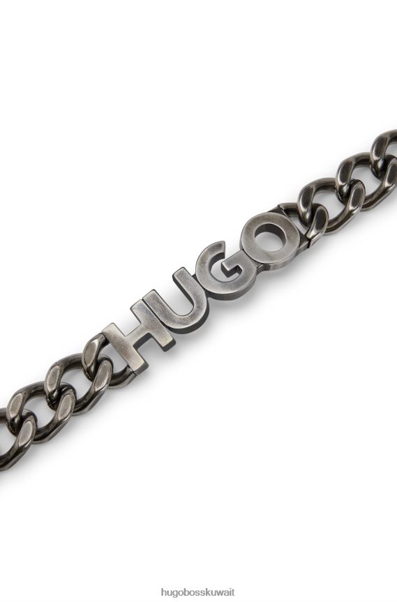 4TFNJN5266 فضة Hugo Boss سوار بسلسلة فضية مع لوحة شعار هوغو