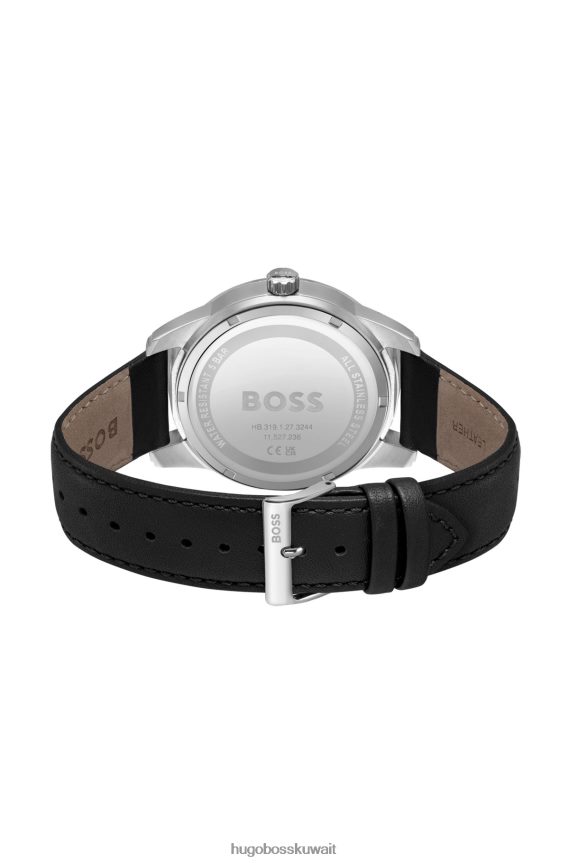 4TFNJN5267 حزمة مسبقة متنوعة Hugo Boss ساعة بمينا أسود متعددة العيون مع حزام جلدي من هوغو، حزمة مسبقة متنوعة