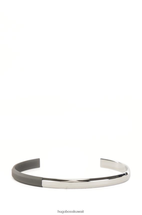 4TFNJN5270 فضة Hugo Boss سوار فضي بشعار Hugo المعدني بلمسات نهائية لامعة ومطفأة اللمعة