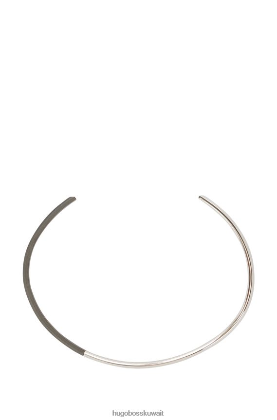 4TFNJN5270 فضة Hugo Boss سوار فضي بشعار Hugo المعدني بلمسات نهائية لامعة ومطفأة اللمعة