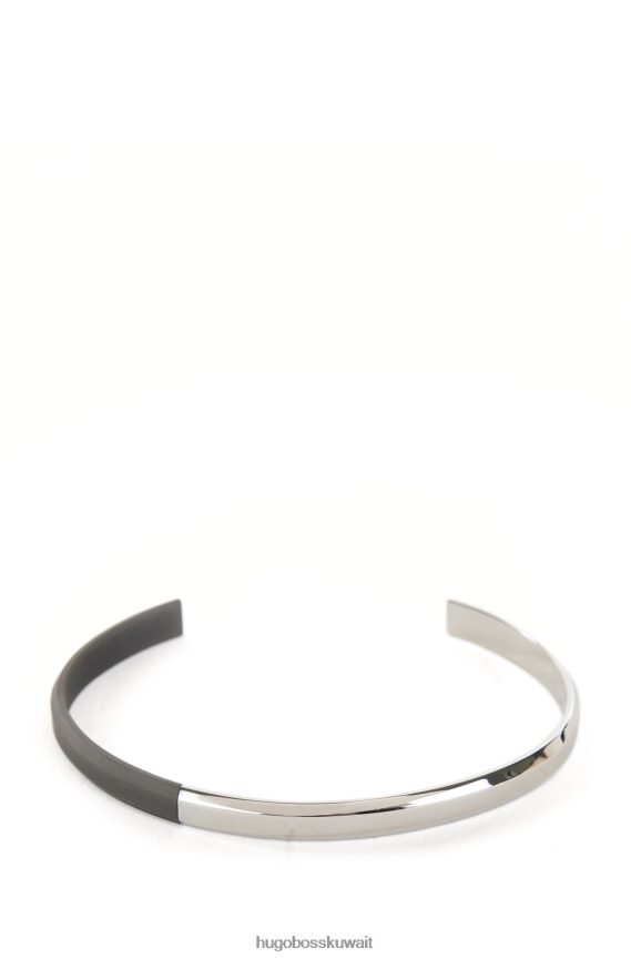 4TFNJN5270 فضة Hugo Boss سوار فضي بشعار Hugo المعدني بلمسات نهائية لامعة ومطفأة اللمعة