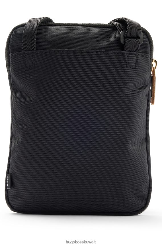 4TFNJN5278 أسود Hugo Boss حقيبة عنق سوداء بشعار Hugo مصنوعة من النايلون المنظم بنمط موسمي
