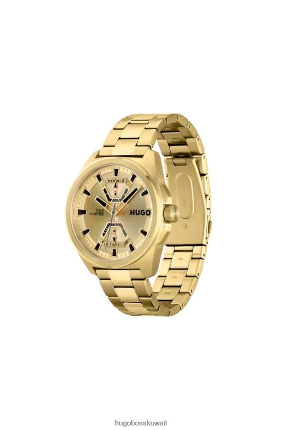 4TFNJN5283 ذهب Hugo Boss ساعة بتأثير ذهبي مع سوار متصل هوغو ذهبي