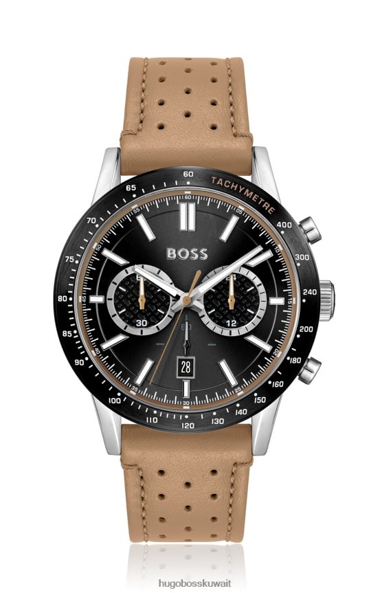 4TFNJN5285 حزمة مسبقة متنوعة Hugo Boss ساعة هوغو كرونوغراف متنوعة مسبقة التعبئة مع حزام جلدي مثقوب