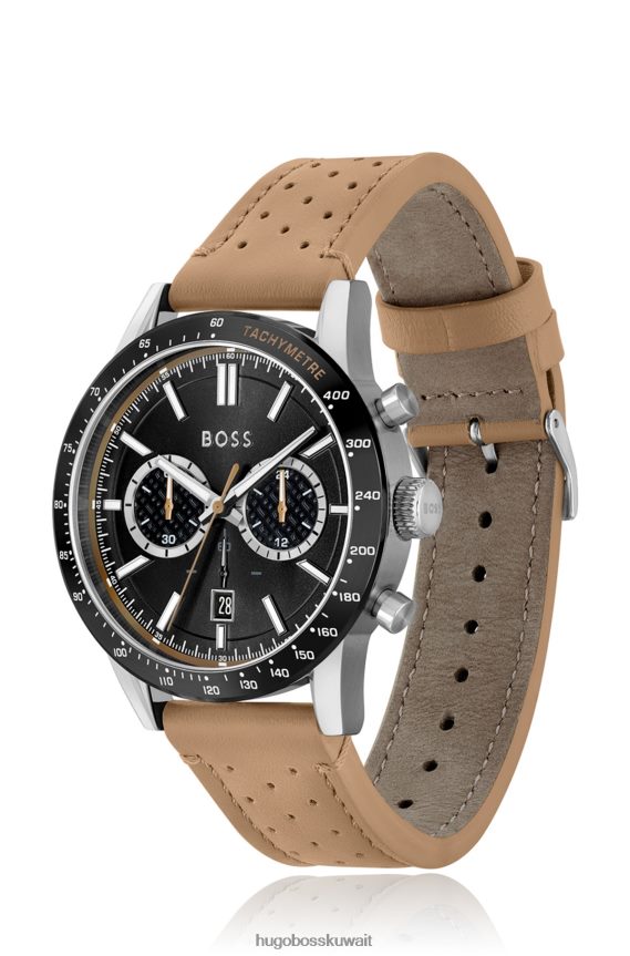 4TFNJN5285 حزمة مسبقة متنوعة Hugo Boss ساعة هوغو كرونوغراف متنوعة مسبقة التعبئة مع حزام جلدي مثقوب