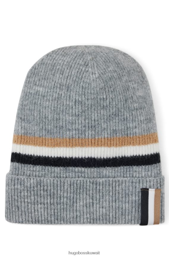 4TFNJN5290 فضة Hugo Boss قبعة صغيرة مضلعة باللون الفضي مع خطوط مميزة