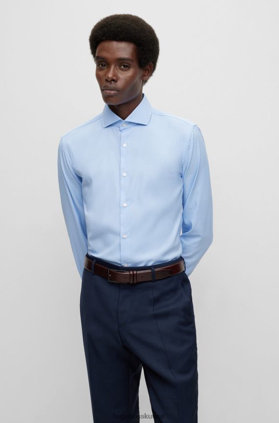 4TFNJN5307 بني غامق Hugo Boss حزام من الجلد المدبوغ نباتيًا مع أجزاء معدنية باللون البني الداكن