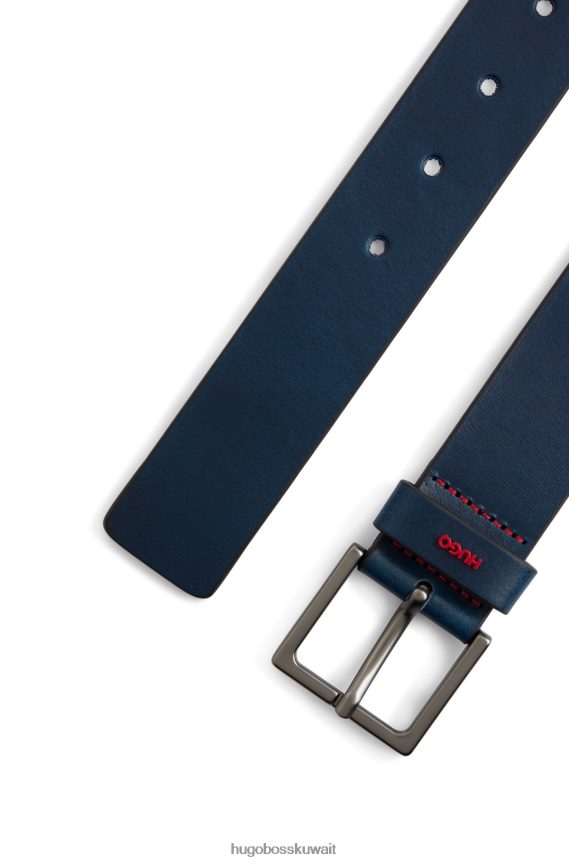 4TFNJN5312 أزرق غامق Hugo Boss حزام هوغو من الجلد الناعم باللون الأزرق الداكن مع حافظة الشعار
