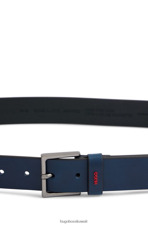 4TFNJN5312 أزرق غامق Hugo Boss حزام هوغو من الجلد الناعم باللون الأزرق الداكن مع حافظة الشعار