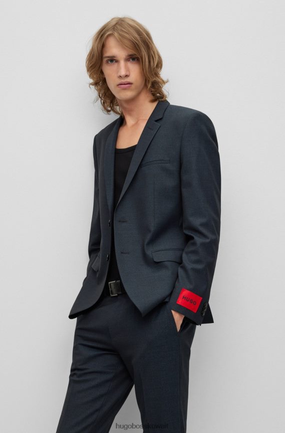 4TFNJN5313 أسود Hugo Boss حزام هوغو من الجلد الناعم مع حافظة شعار باللون الأسود