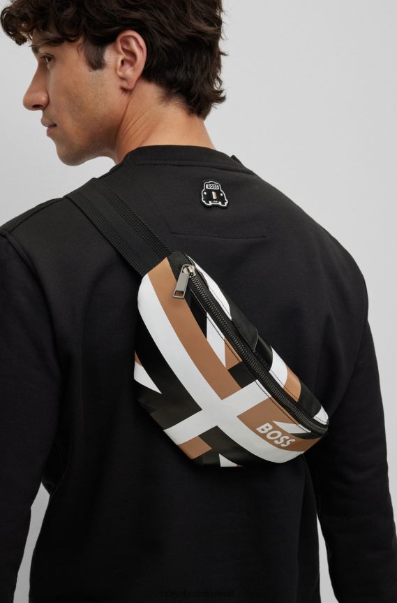 4TFNJN5319 منقوشة Hugo Boss حقيبة حزام هوغو مع شريط مميز وشعار منقوش