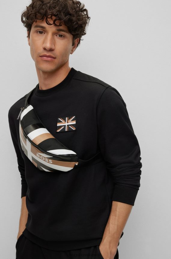 4TFNJN5319 منقوشة Hugo Boss حقيبة حزام هوغو مع شريط مميز وشعار منقوش